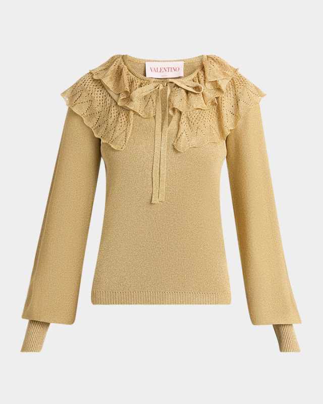 Ruffle Metallic Knit Sweater
